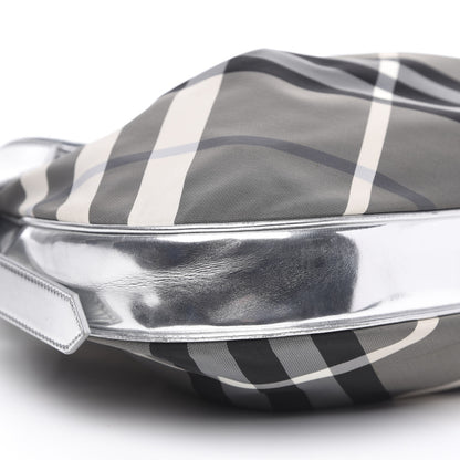 Burberry Metallic Beat Check Small Brooklyn Hobo Silver Black 8 of 14