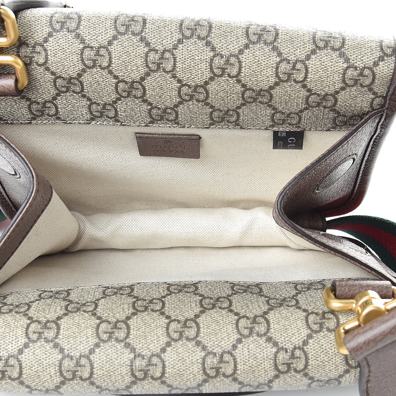 Gucci GG Supreme Monogram Web Small Neo Vintage Double Flap Messenger Bag Beige New Acero 7 of 12