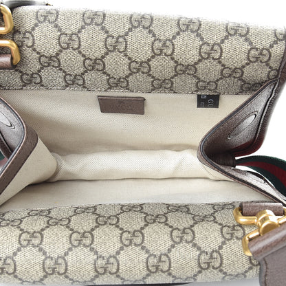 Gucci GG Supreme Monogram Web Small Neo Vintage Double Flap Messenger Bag Beige New Acero 7 of 12