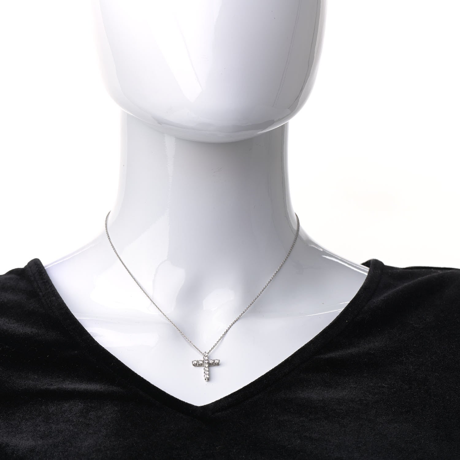 Tiffany Platinum Diamond Medium Cross Pendant Necklace 2 of 6