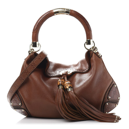 Gucci Calfskin Medium Indy Top Handle Bag Brown 1 of 13