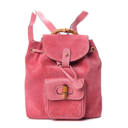 Gucci Suede Bamboo Backpack Pink 1 of 9