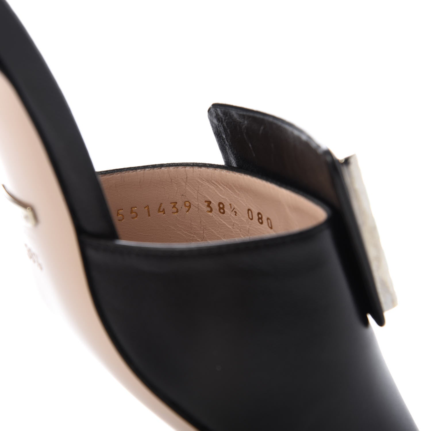 Gucci Malaga Kid Crystal Square G Madelyn Mules 38.5 Black 9 of 10