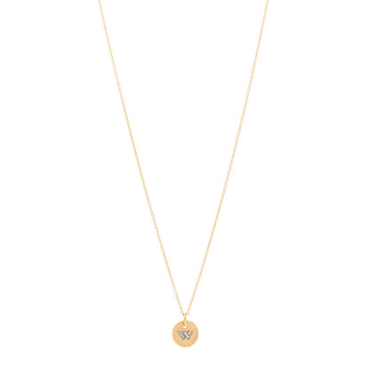 David Yurman 18K Yellow Gold Diamond Initial W Charm Pendant Necklace 1 of 5