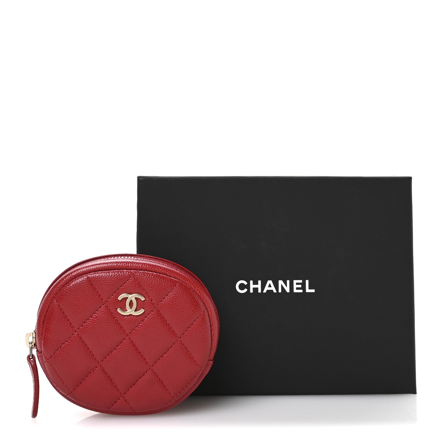 Chanel Caviar Quilted Zip Around Classic Coin Purse Red 8 of 8