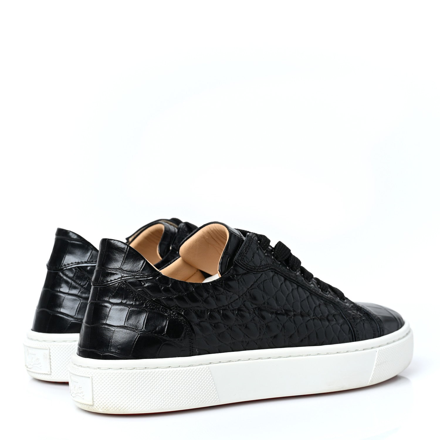 Christian Louboutin Calfskin Alligator Embossed Vieirissima Orlato Flat Sneakers 39 Black 4 of 7