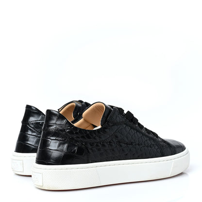 Christian Louboutin Calfskin Alligator Embossed Vieirissima Orlato Flat Sneakers 39 Black 4 of 7