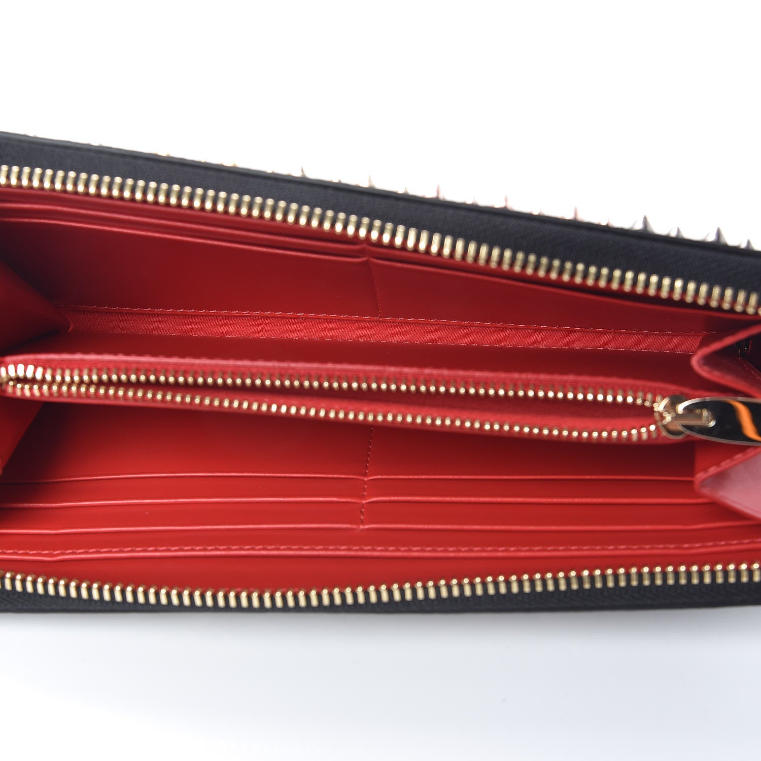 Christian Louboutin Calfskin Empire Panettone Spiked Zip Around Wallet Black 5 of 6