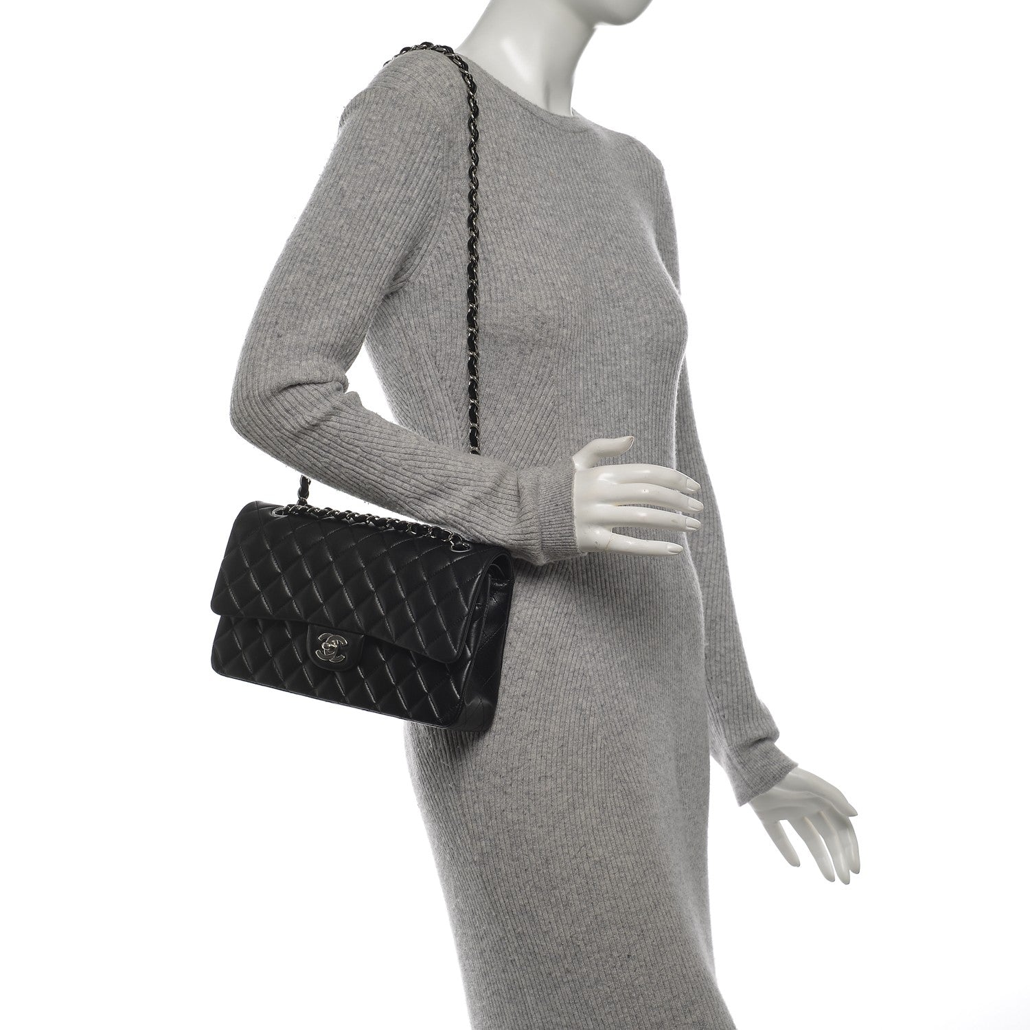 Chanel Lambskin Quilted Medium Double Flap Black 2 of 7