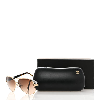 Chanel Lambskin Quilted CC Aviator Sunglasses 4195-Q Brown Gold 8 of 8