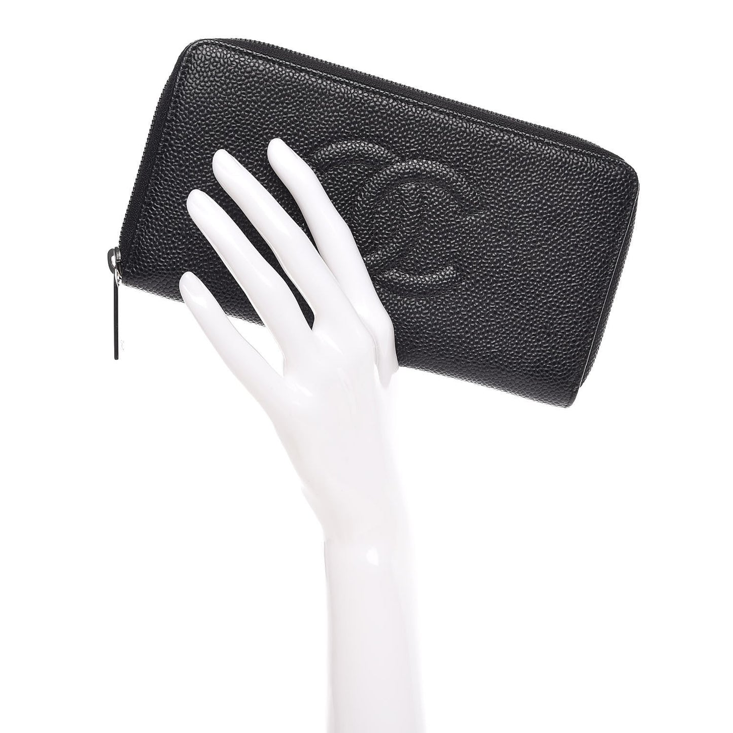 Caviar Large Timeless CC Zip Around Wallet Black