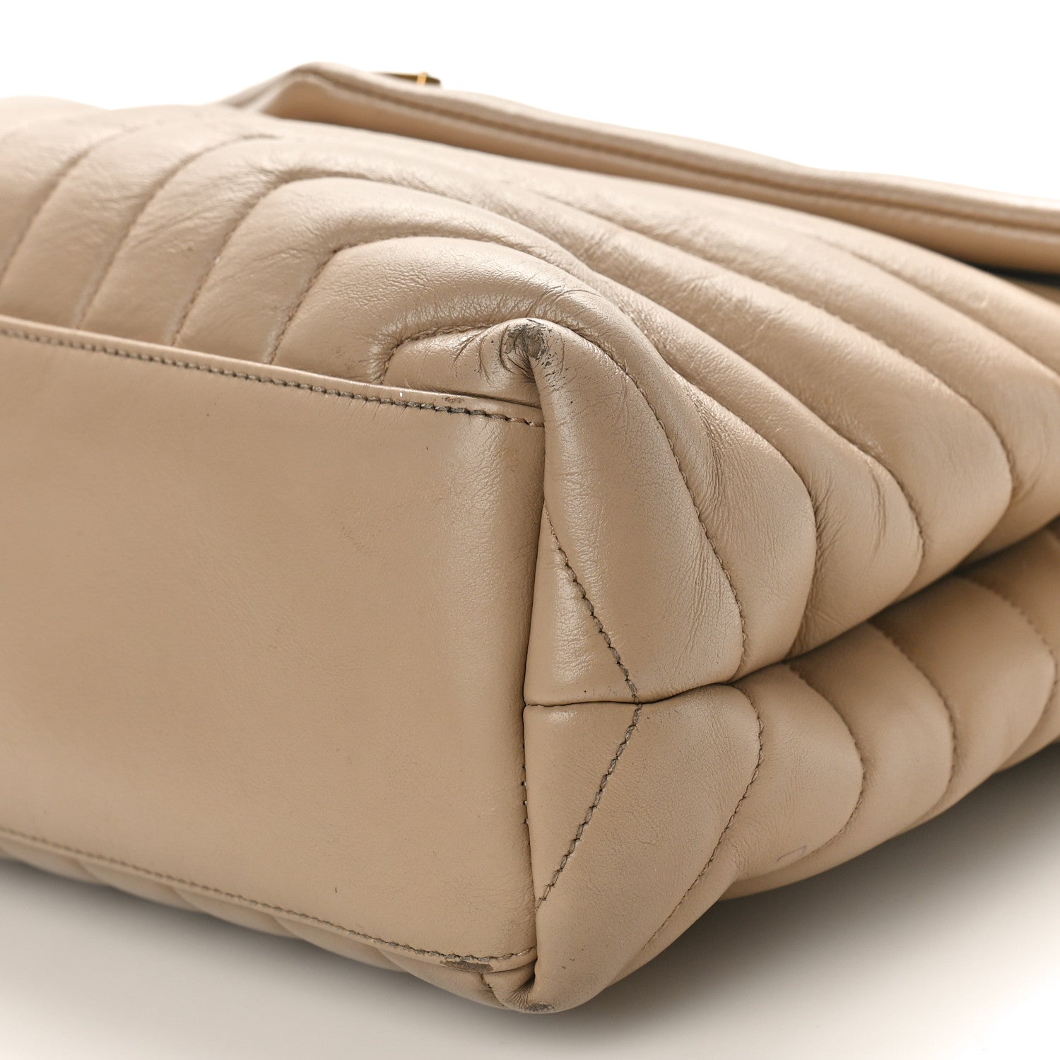 Saint Laurent Calfskin Y Quilted Monogram Medium Loulou Chain Satchel Dark Beige 11 of 21