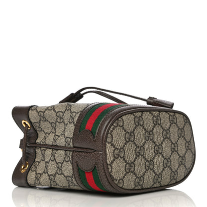 Gucci GG Supreme Monogram Web Mini Ophidia Bucket Bag Brown 4 of 11