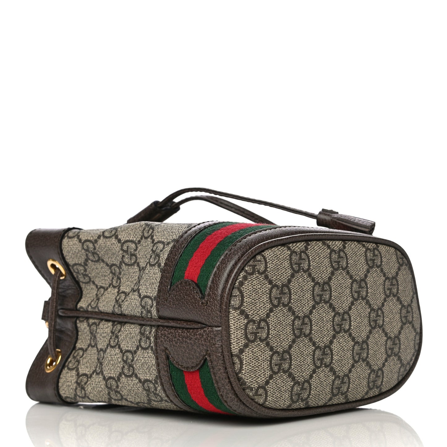 GG Supreme Monogram Web Mini Ophidia Bucket Bag Brown