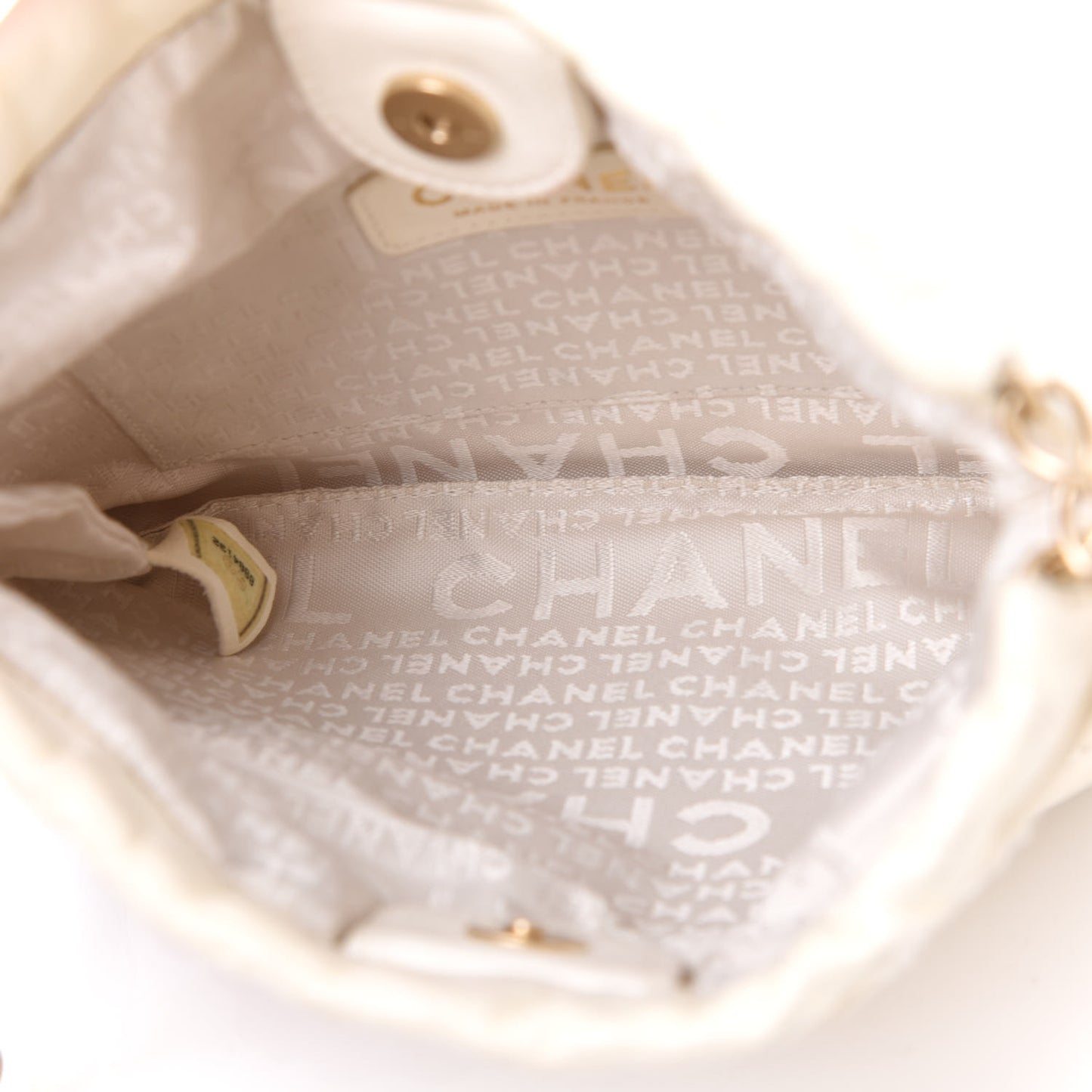 Lambskin Stitched Camellia Shoulder Bag White