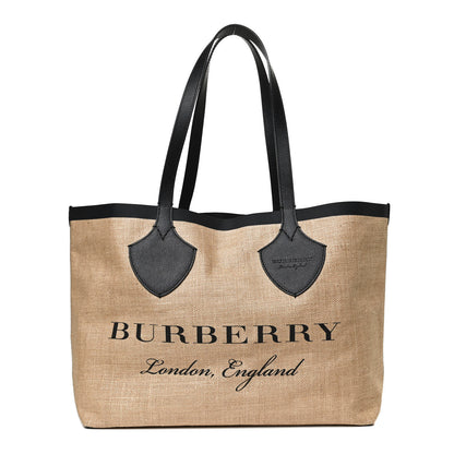 Burberry Raffia Logo Print Medium The Giant Reversible Tote Black 1 of 11