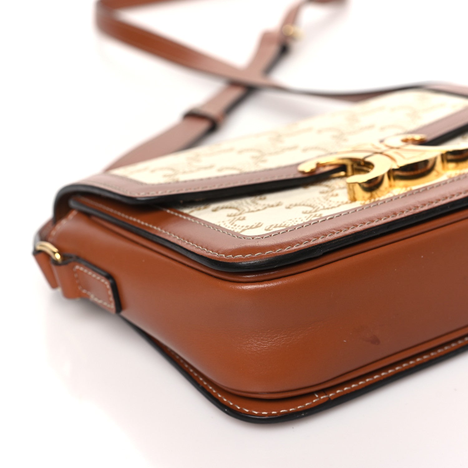 Celine Calfskin Triomphe Canvas Teen Triomphe Bag White 9 of 11