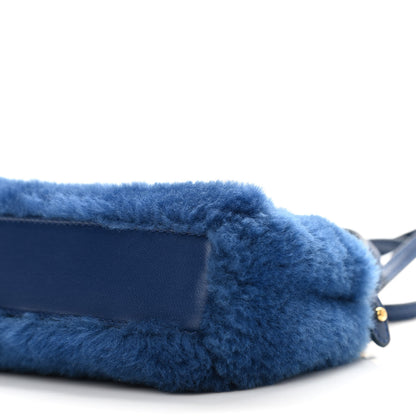 Fendi Shearling Shiny Nappa Micro Peekaboo Iconic Satchel Blue 11 of 11