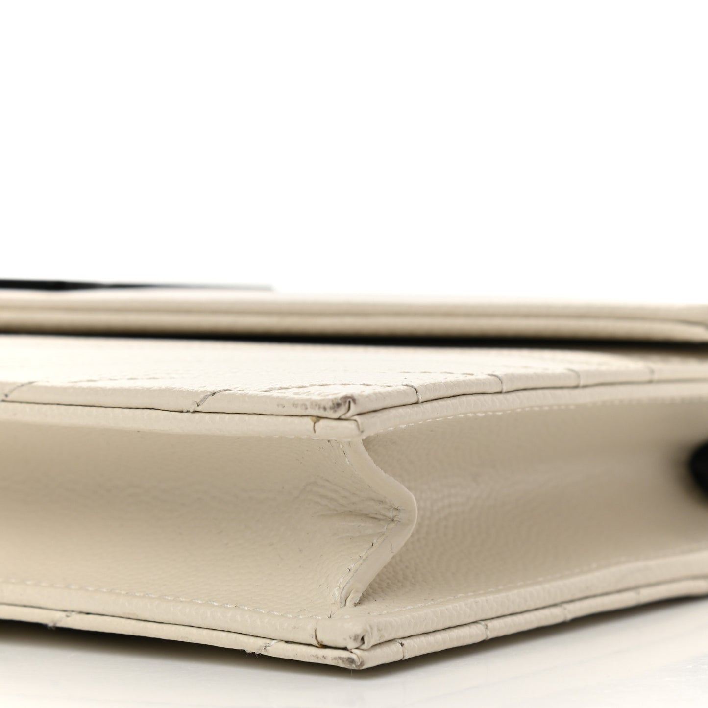 Grain De Poudre Matelasse Chevron Monogram Envelope Chain Wallet Dove White