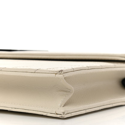 Saint Laurent Grain De Poudre Matelasse Chevron Monogram Envelope Chain Wallet Dove White 11 of 11