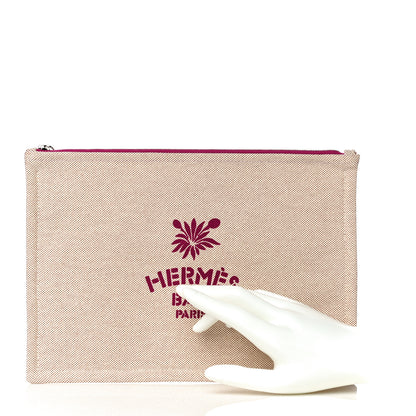 Hermes Toile Large Les Leopards Pouch Bougainvillier 2 of 10