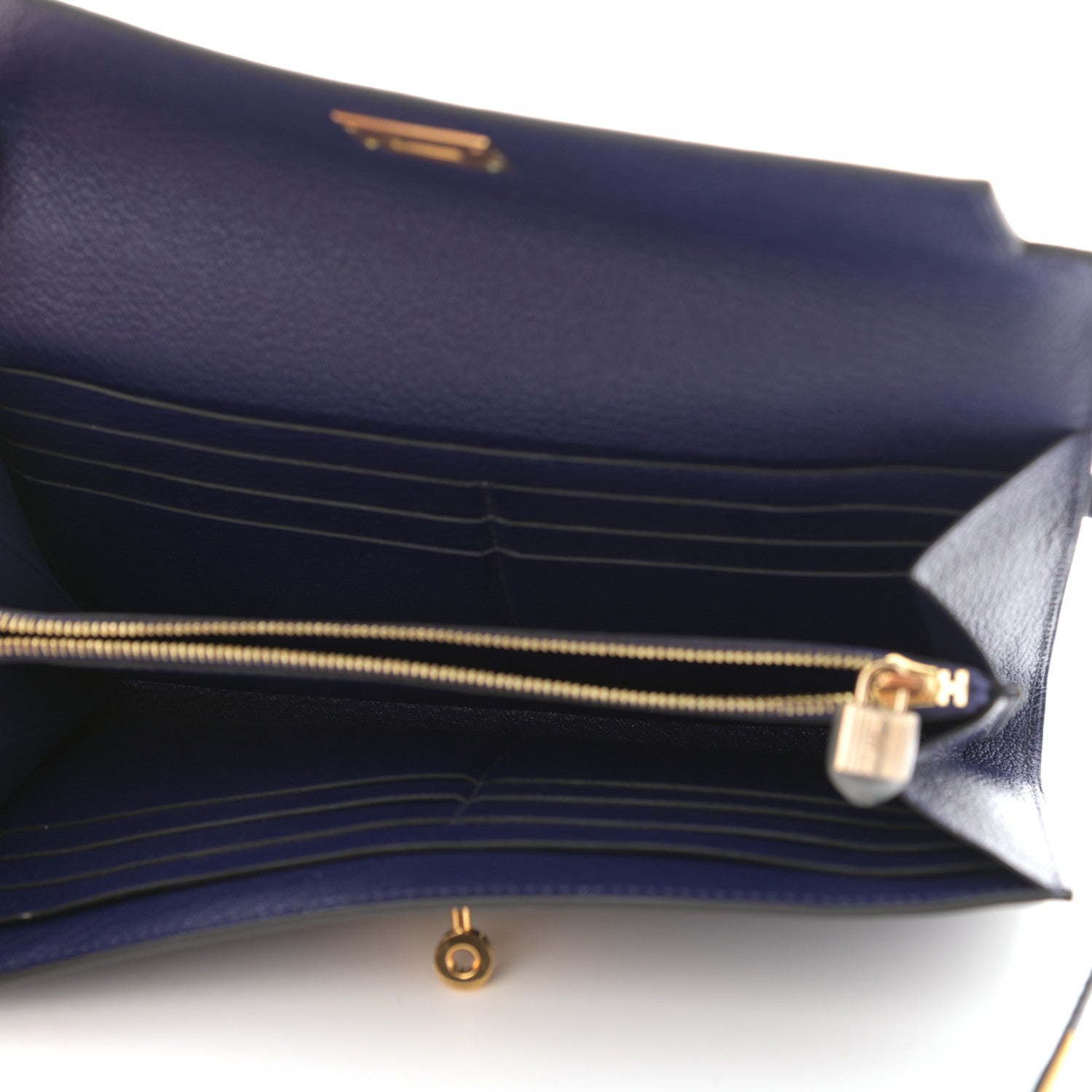 Hermes Chevre Mysore Kelly Longue Wallet Bleu Ecre 5 of 8