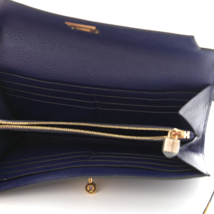 Hermes Chevre Mysore Kelly Longue Wallet Bleu Ecre 5 of 8