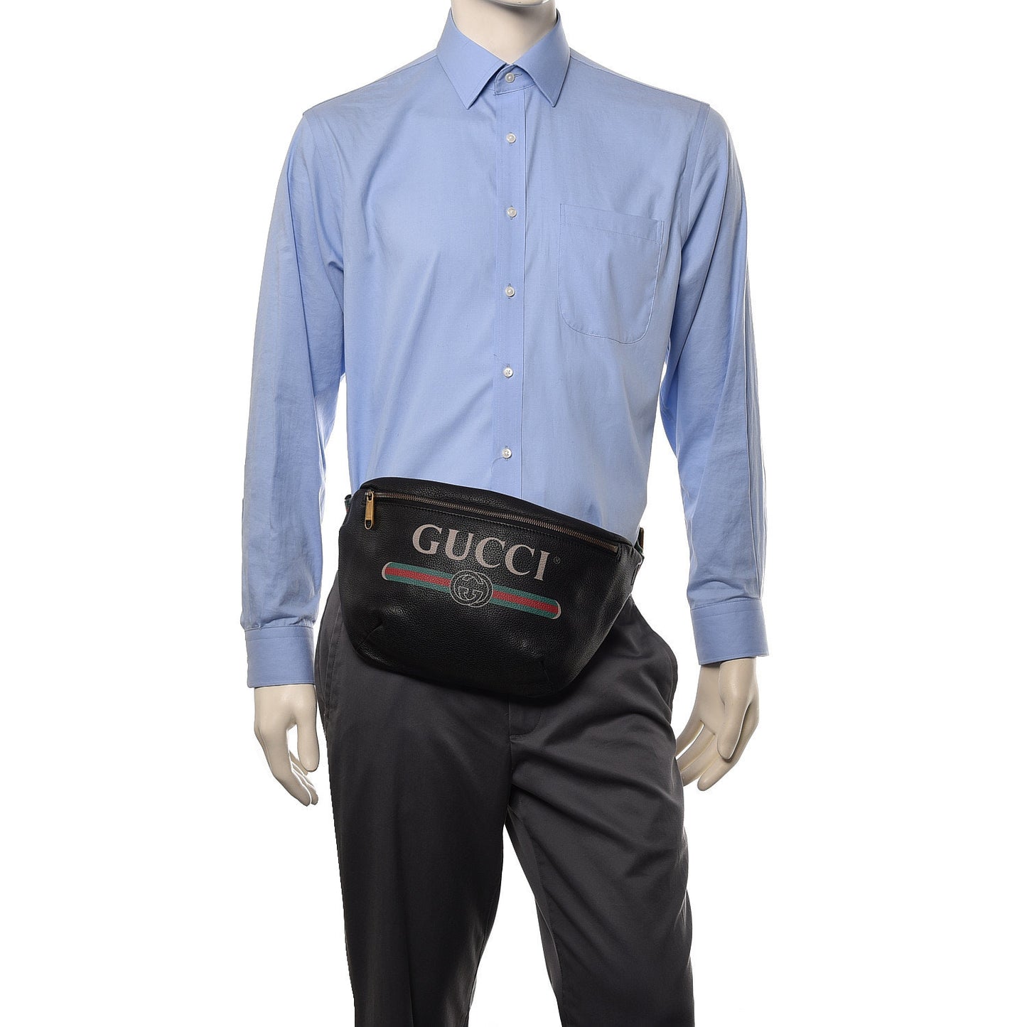 Grained Calfskin Small Logo Belt Bag Black