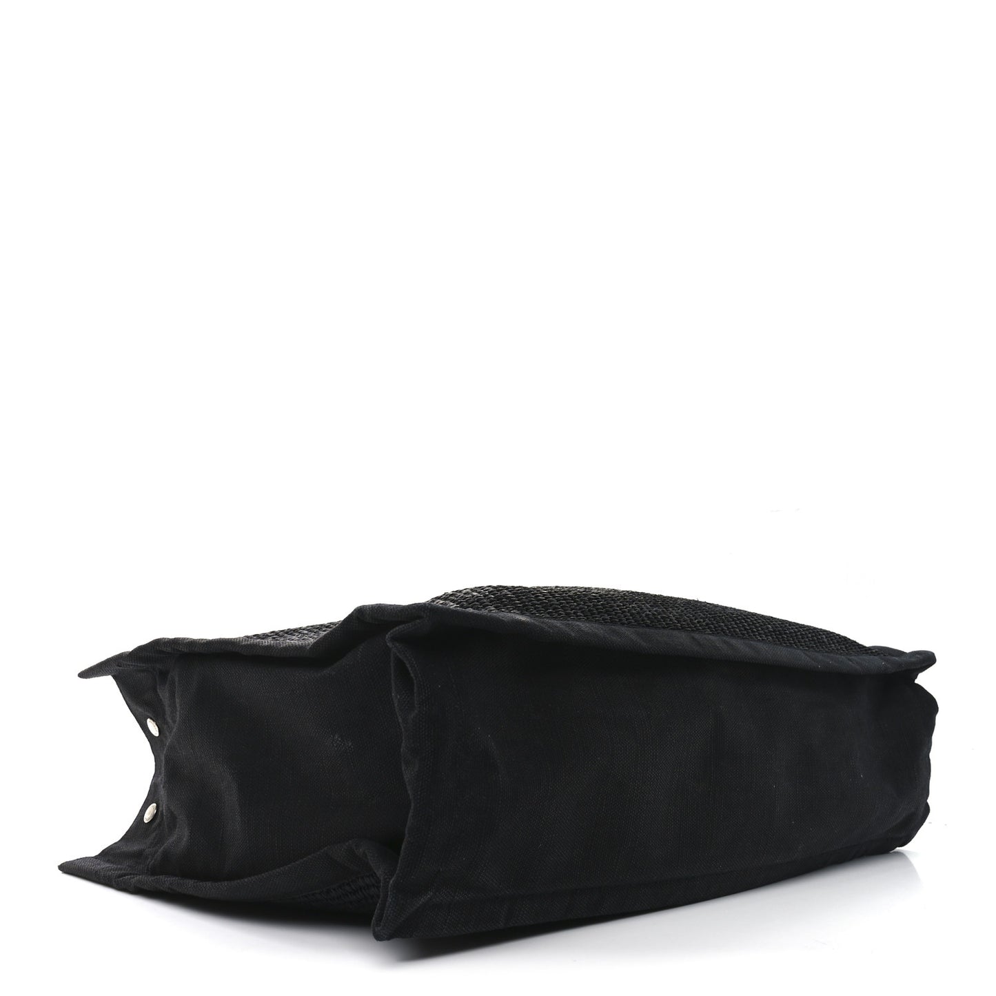 Raffia Linen Calfskin Rive Gauche Tote Black