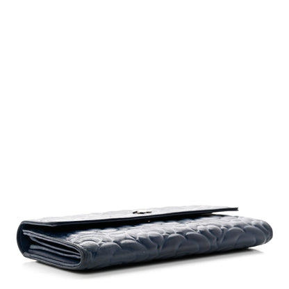Chanel Lambskin Embossed Camellia Large Gusset Flap Wallet Navy 4 of 9