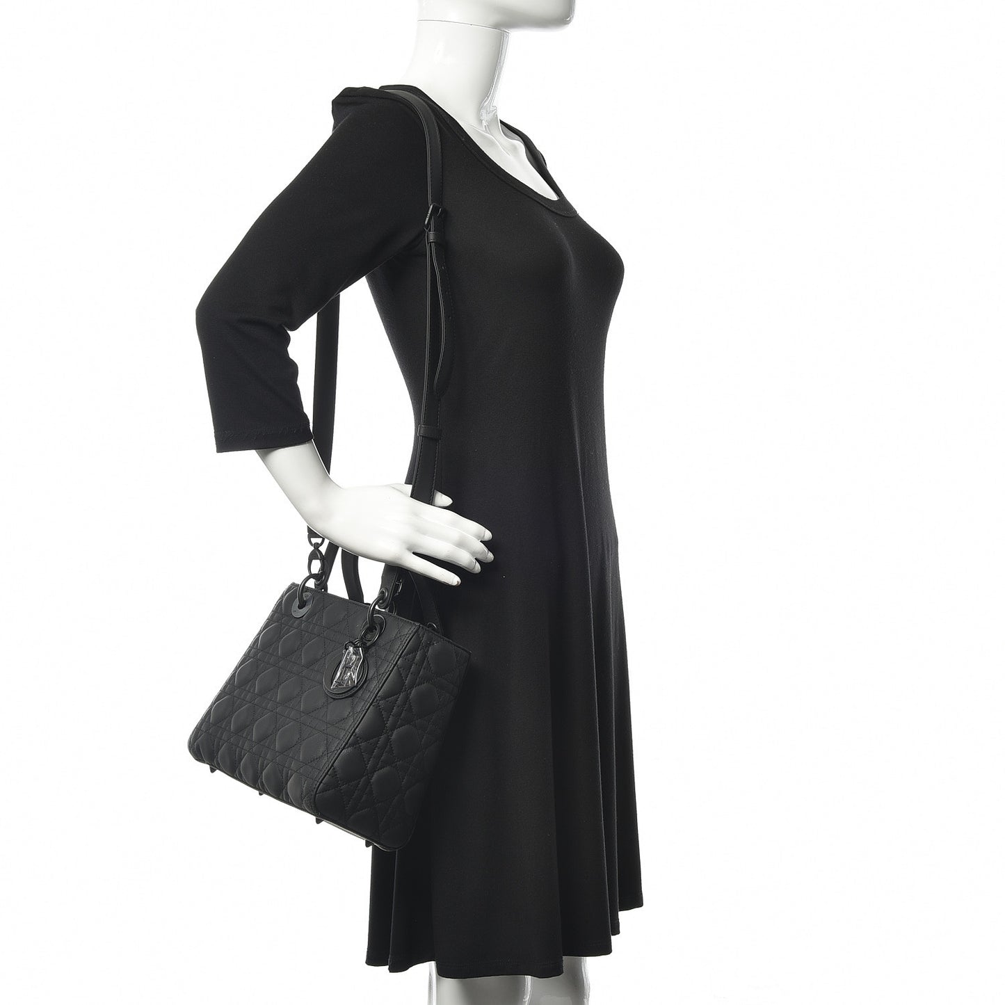Ultra Matte Calfskin Cannage Medium Lady Dior Black