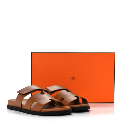 Hermes Calfskin Mens Chypre Sandals 43 Gold 9 of 9