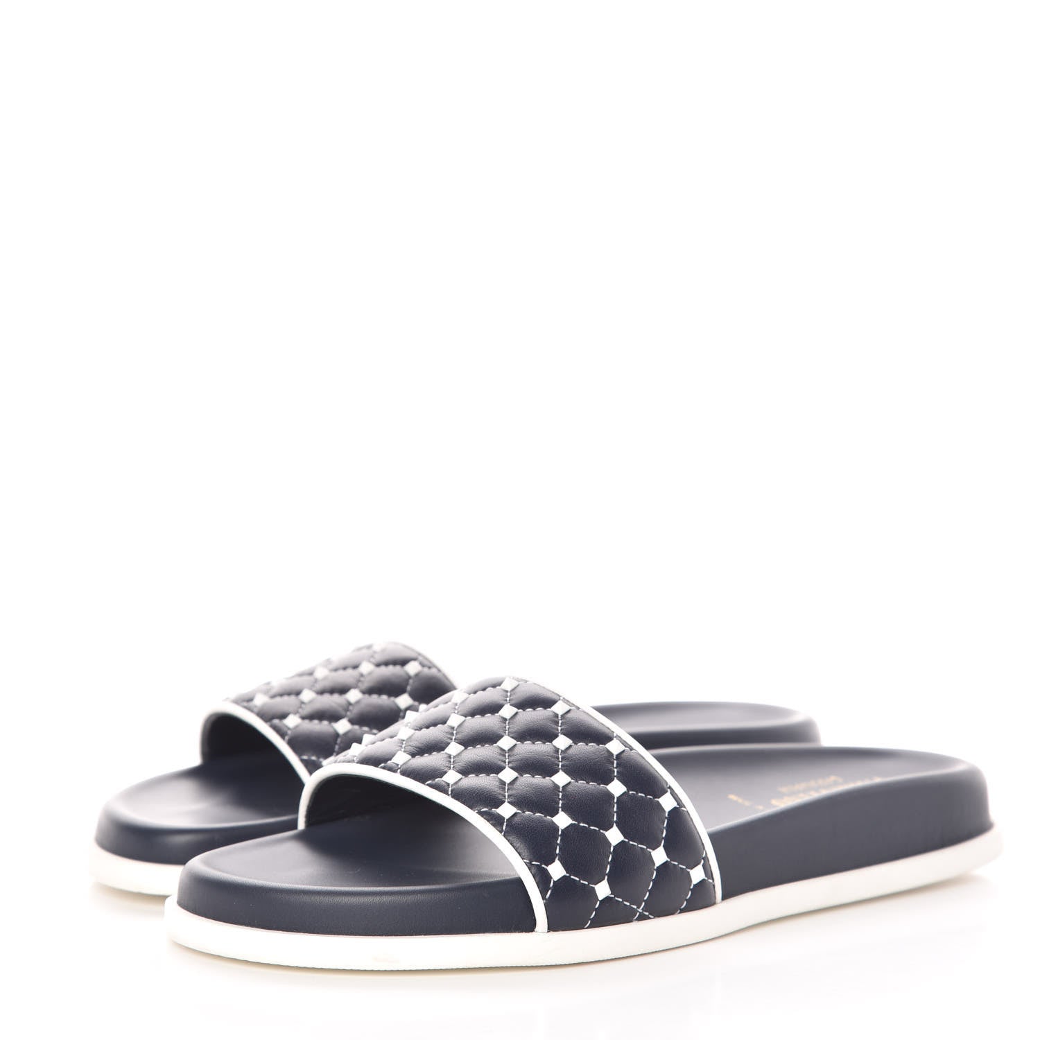 Valentino Garavani Nappa Free Rockstud Spike Pool Slide Sandals 38 Marine 3 of 12