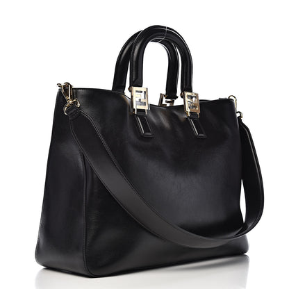 Fendi Vitello Glacier Medium FF Tote Black 3 of 10
