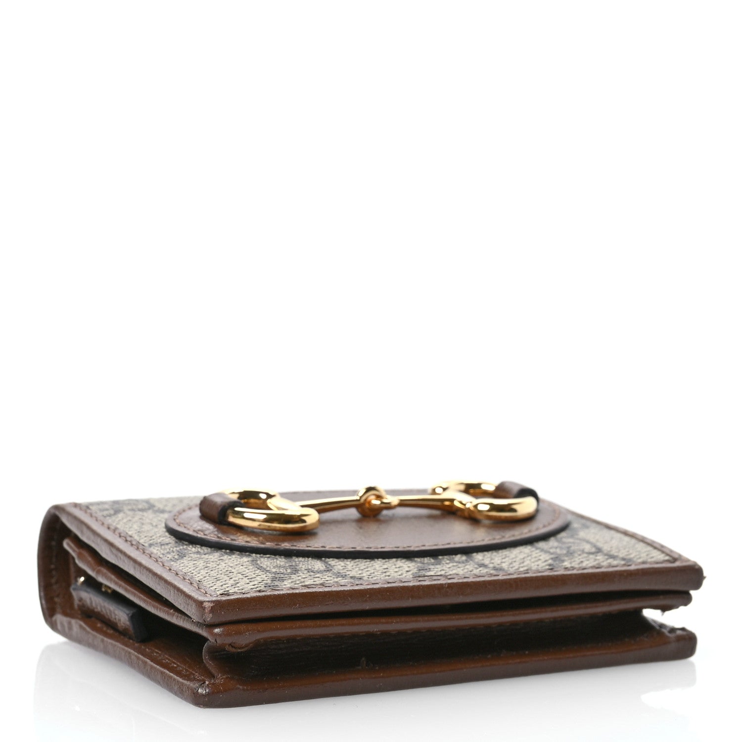 Gucci GG Supreme Monogram Horsebit 1955 Card Case Wallet Beige Ebony Brown Sugar 4 of 7