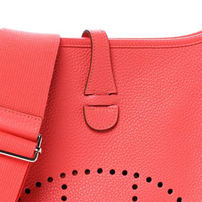 Hermes Taurillon Clemence EVELYNE III PM Rouge Pivoine 8 of 10