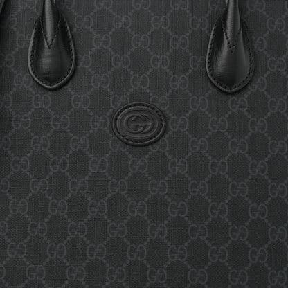 Gucci GG Supreme Monogram Azalea Calfskin Medium Retro Interlocking G Vertical Tote Bag Black 8 of 12