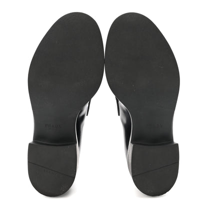 Prada Spazzolato Metal Triangle Logo 50mm Loafers 37 Black 6 of 9