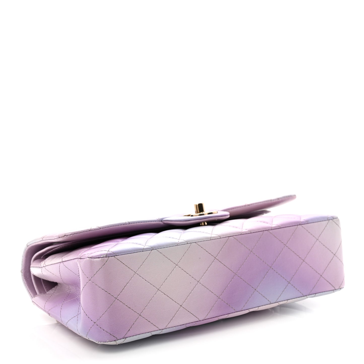 Lambskin Quilted Tie Dye Ombre Medium Double Flap Purple Blue Pink
