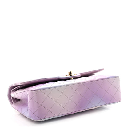 Chanel Lambskin Quilted Tie Dye Ombre Medium Double Flap Purple Blue Pink 4 of 14
