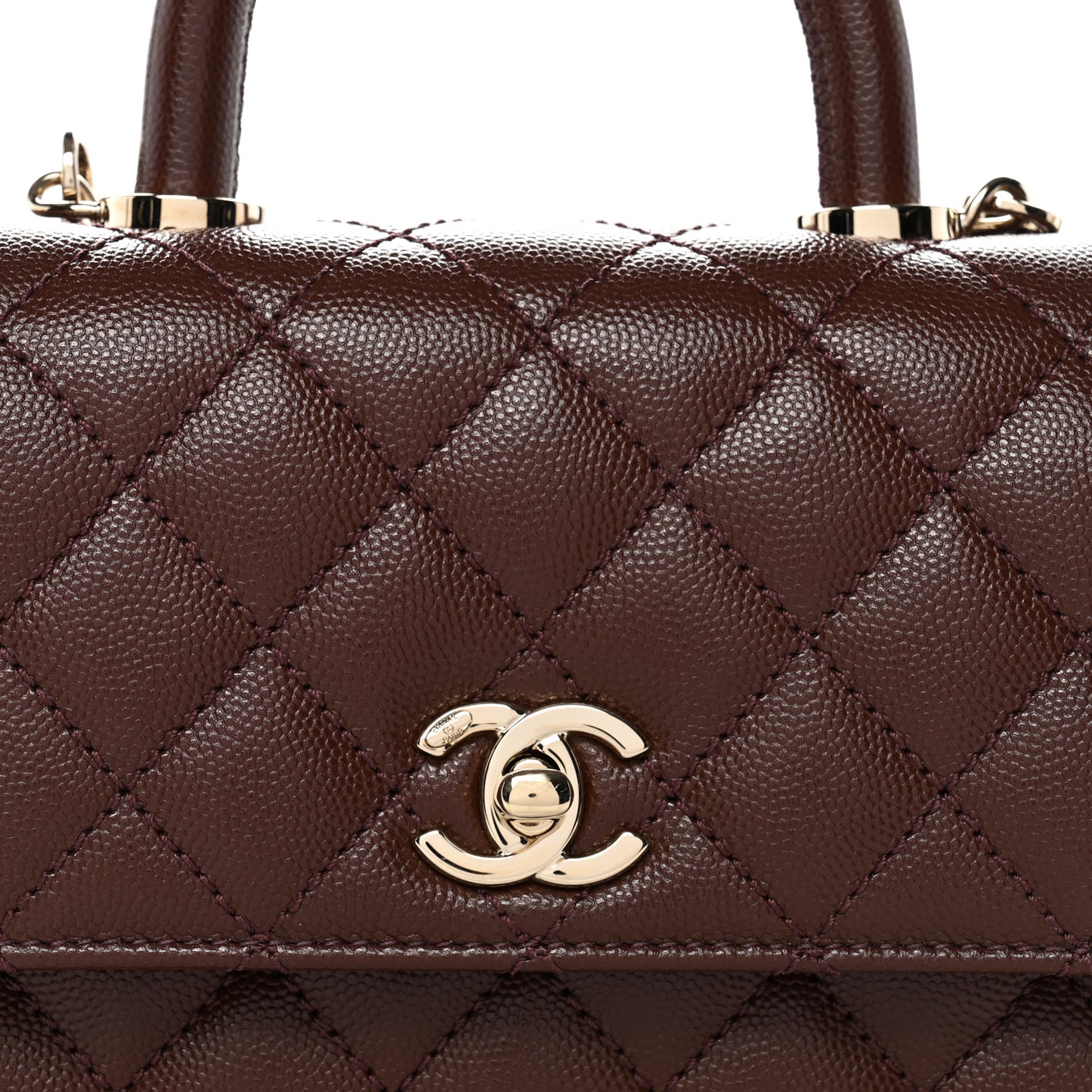 Caviar Quilted Extra Mini Coco Handle Flap Dark Brown