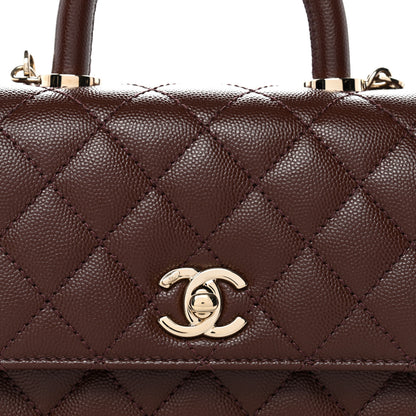 Chanel Caviar Quilted Extra Mini Coco Handle Flap Dark Brown 8 of 10
