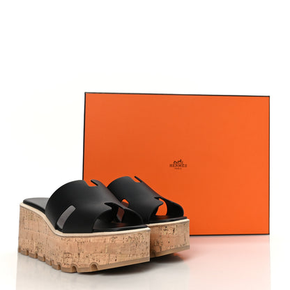 Hermes Calfskin Cork Eze 30 Sandals 37 Black 9 of 9