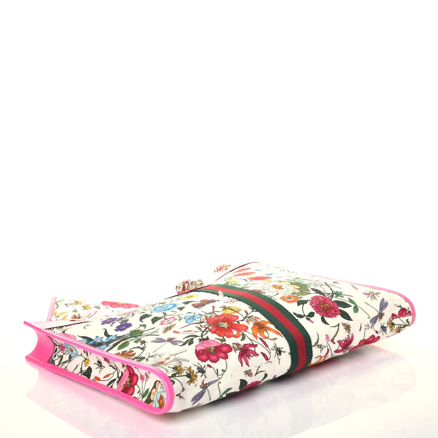 Canvas Flora Large Rajah Chain Tote White Multicolor Fuxia Fluo