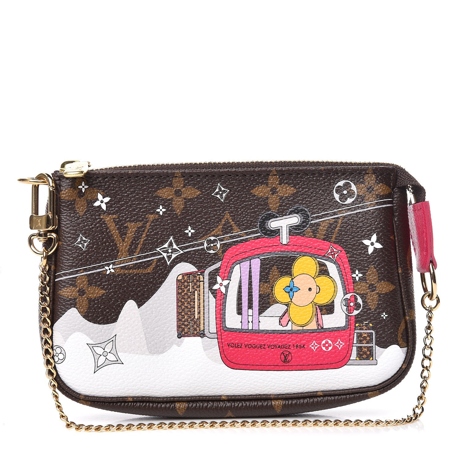 Louis Vuitton Monogram 2019 Christmas Animation Mini Courchevel Pochette Accessories Fuchsia 1 of 8