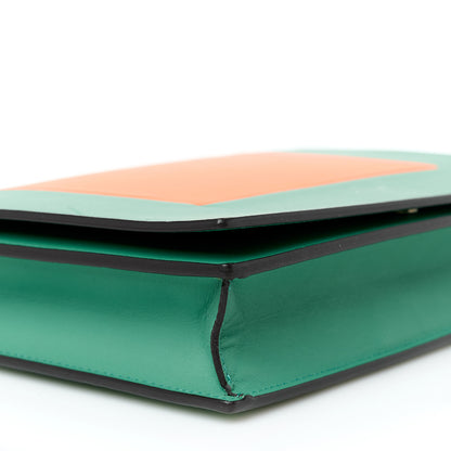 Celine Smooth Lambskin Frame Evening Chain Clutch Green Orange 8 of 9