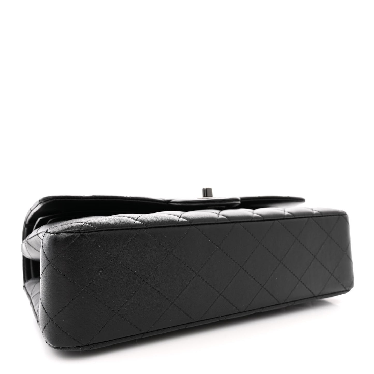 Lambskin Quilted Medium Double Flap So Black