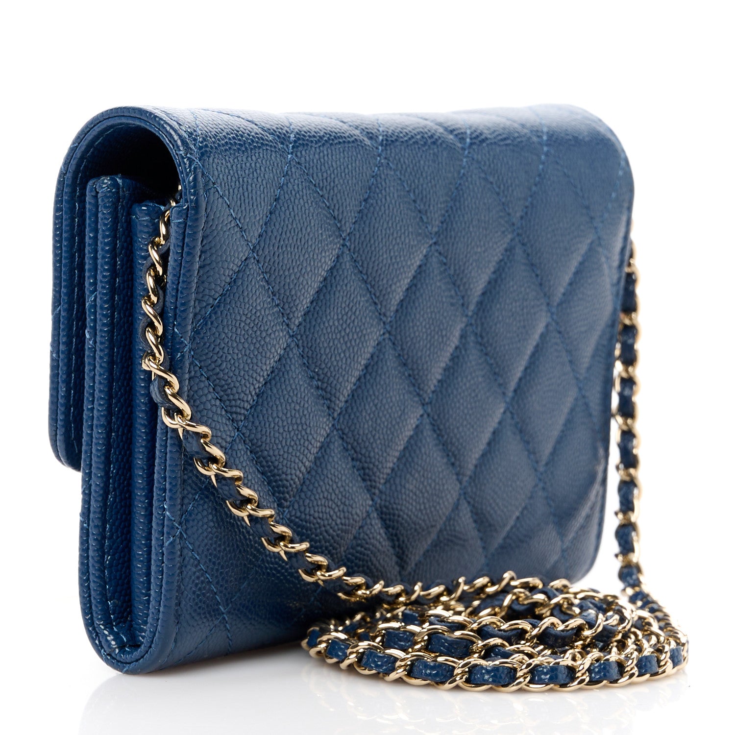 Chanel Caviar Quilted Classic Clutch With Chain Blue 3 of 14