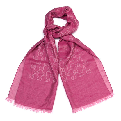 Gucci Wool Silk GG Monogram GGNat Scarf Roseate 1 of 4