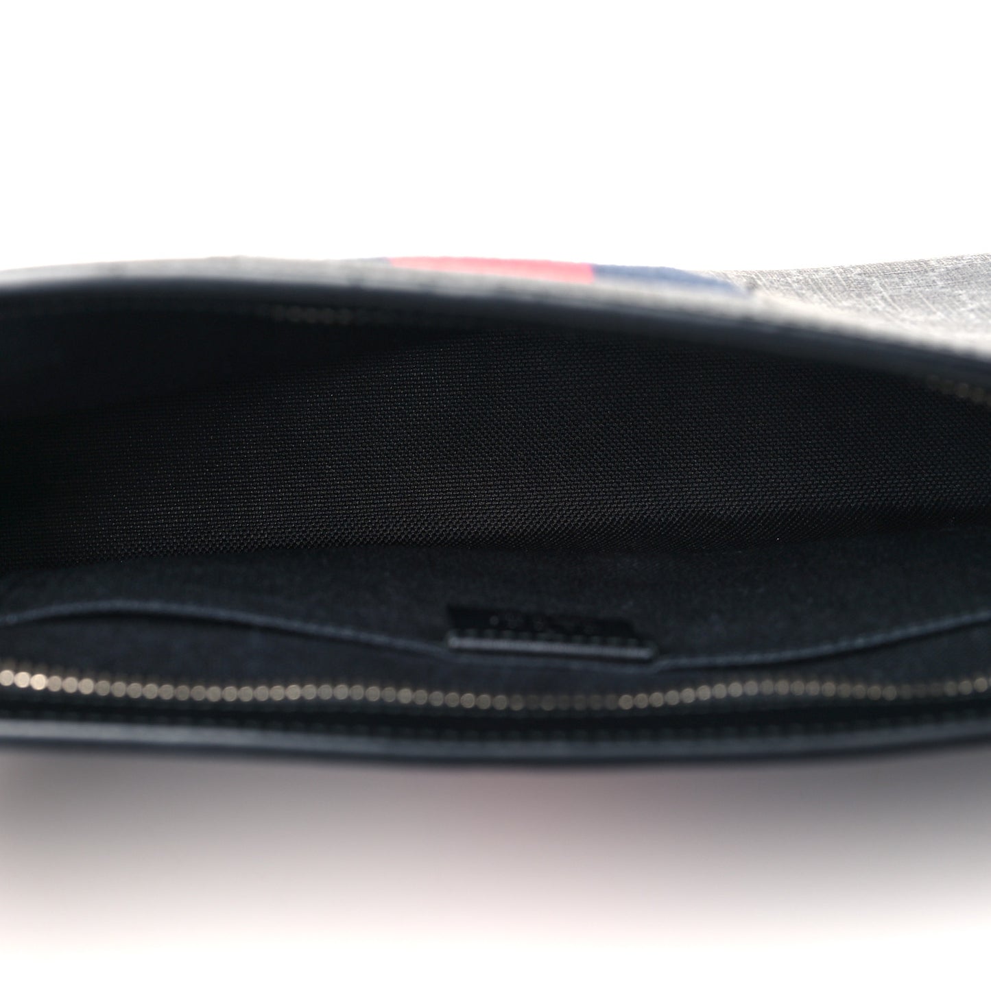 GG Supreme Monogram Selleria Calfskin Web New Web Cosmetic Case Black